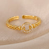 Stainless Steel Rings for Women Aesthetic Sunflower Gold Plated Wedding Couple Ring Jewelry Vintage Accessories