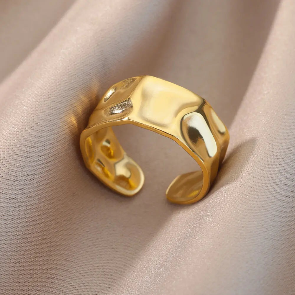 Stainless Steel Rings for Women Aesthetic Sunflower Gold Plated Wedding Couple Ring Jewelry Vintage Accessories