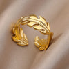 Stainless Steel Rings for Women Aesthetic Sunflower Gold Plated Wedding Couple Ring Jewelry Vintage Accessories