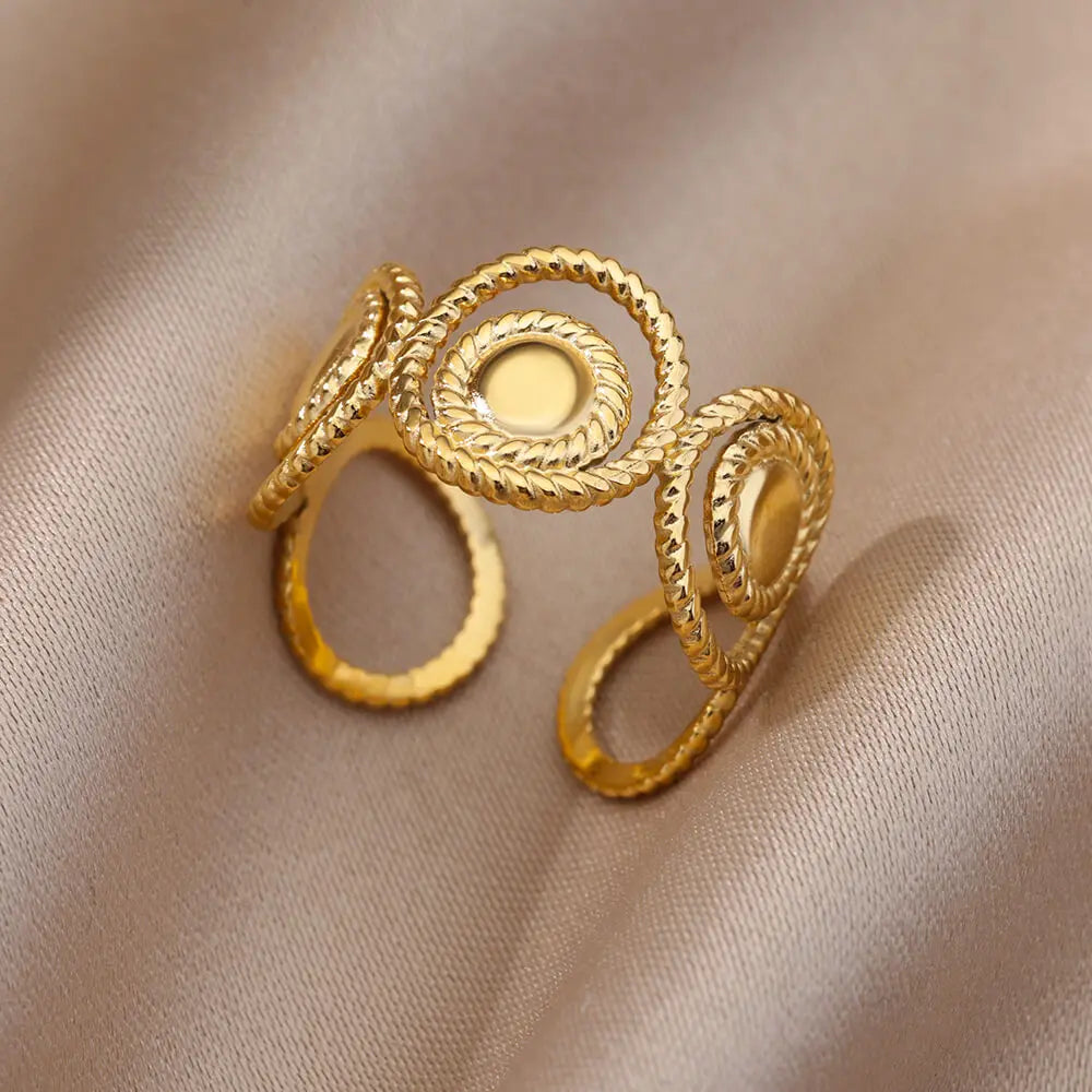 Stainless Steel Rings for Women Aesthetic Sunflower Gold Plated Wedding Couple Ring Jewelry Vintage Accessories