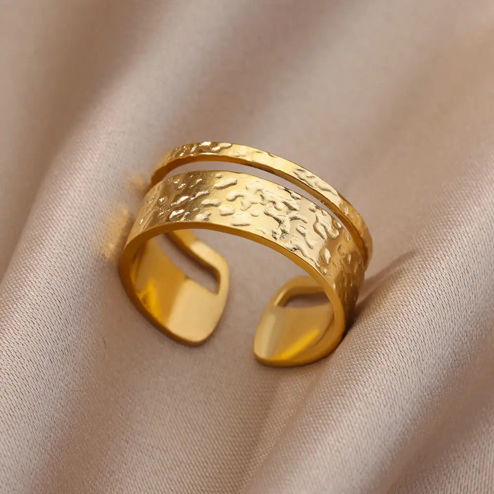 Stainless Steel Rings for Women Aesthetic Sunflower Gold Plated Wedding Couple Ring Jewelry Vintage Accessories