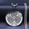 Stainless Steel Witchcraft Vortex Necklace Silver Color Viking Triskelion Celtic Knot Spiral Triskele Necklace Jewelry N7062S02