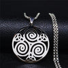 Stainless Steel Witchcraft Vortex Necklace Silver Color Viking Triskelion Celtic Knot Spiral Triskele Necklace Jewelry N7062S02
