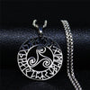 Stainless Steel Witchcraft Vortex Necklace Silver Color Viking Triskelion Celtic Knot Spiral Triskele Necklace Jewelry N7062S02