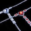 StaneFans Sexy Red Rhinestone Panties Set String Thong for Women Waist Belly Heart Bikini Crystal Body Chain Jewelry Harness