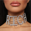 StoneFans Statement RICH Money Sign Rhinestone Choker Necklace for Women Crystal Big Letter Choker Collar Necklace Jewelry