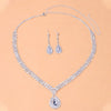 StoneFans Wedding Lozenge Step Style Rhinestone Necklace Earrings Set For Women Jewelry Choker Tassel Earring Bridal Gift Party
