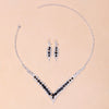 StoneFans Wedding Lozenge Step Style Rhinestone Necklace Earrings Set For Women Jewelry Choker Tassel Earring Bridal Gift Party