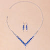 StoneFans Wedding Lozenge Step Style Rhinestone Necklace Earrings Set For Women Jewelry Choker Tassel Earring Bridal Gift Party