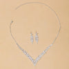 StoneFans Wedding Lozenge Step Style Rhinestone Necklace Earrings Set For Women Jewelry Choker Tassel Earring Bridal Gift Party