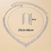 StoneFans Wedding Lozenge Step Style Rhinestone Necklace Earrings Set For Women Jewelry Choker Tassel Earring Bridal Gift Party