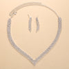 StoneFans Wedding Lozenge Step Style Rhinestone Necklace Earrings Set For Women Jewelry Choker Tassel Earring Bridal Gift Party