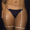 Stonefans 2Pcs/Set Simple Sexy Rhinestone Leg Chain for Women Double Row Beach Thigh Chain Crystal Bikini Body Jewelry