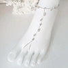 Stonefans Boho Leaf Bridal Crystal Anklet Bracelet Toe Ankle Chain for Women Rhinestone Foot Chain Summer Sandal Leg Jewelry