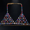 Stonefans Color Crystal Body Chain Set Bikini Bra Necklace Charm Women Thongs Jewelry Chains Summer Festival Outfit Rave Party