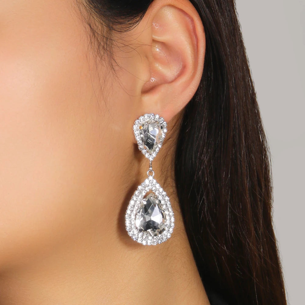 Stonefans Crystal Rhinestone Drop Earrings Pierced Hypoallergenic 2024 Wedding Party Earrings Womens Bridal Jewelry