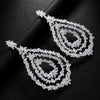 Stonefans Elegant Jewelry Exaggerated Layered Earrings Hanging Prom for Women 2024 New Show Oversize Rhinestone Earrings