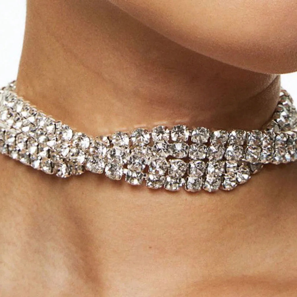 Stonefans Rhinestone Twisted Chain Choker Necklace for Women Statement Multi Layer Necklace Collar Crystal Jewelry Gift