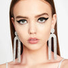 Stonefans Shiny Full Iced Rhinestones Long Tassel Dangle Earrings for Women Bling Crystal Drop Earrings Ear Jewelry Gift