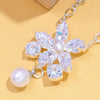 Stonefans Women Elegant Imitation Pearl Necklace Earrings Zircon Geometry Necklaces Bride Wedding Party Jewelry Set Gift