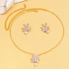 Stonefans Women Elegant Imitation Pearl Necklace Earrings Zircon Geometry Necklaces Bride Wedding Party Jewelry Set Gift