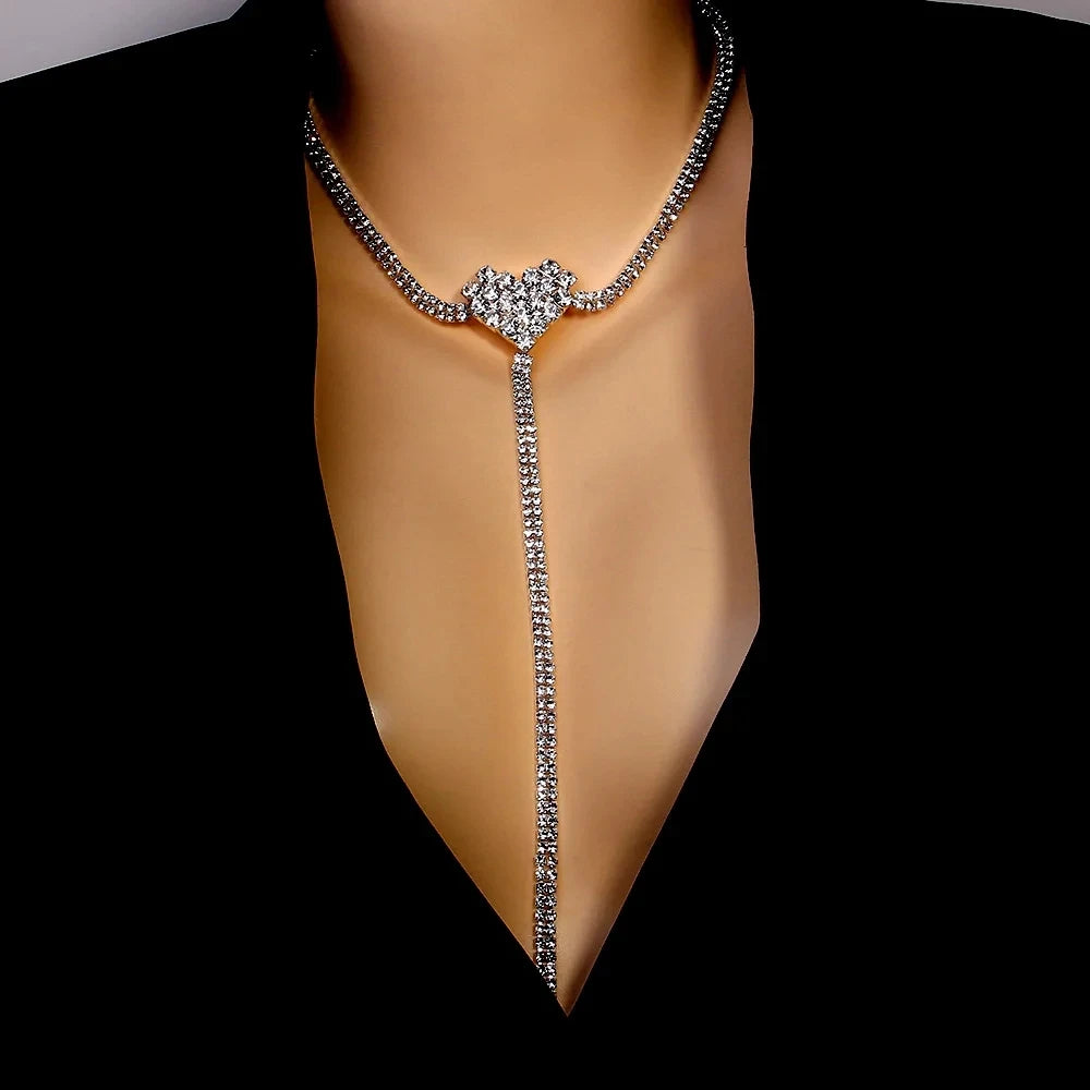 Stonefans Heart Necklace Jewelry Charm Y2k Collar Statement Elegant Bohemia New Y Shape Choker Necklace Accessories 2024