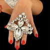 Stonefans INS Bling Crystal Large Glass Adjustable Finger Ring Show Jewelry for Women Luxury Crystal Big Oversize Open Ring Gift