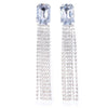 Stonefans Luxury Big Square Rhinestone Long Tassel Earrings for Women Party Jewelry Shiny Crystal Geometric Dangle Earrings