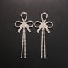 Stonefans New in Crystal Bow Drop Earrings Christmas Jewelry for Women Luxury Rhinestone Bridal Tassel Earrings Wedding Gifts