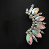 Stonefans Rhinestone Exaggerate Ear Clip Earrings No Piercing for Women Large AB Color Crystal Statement Cuff Earrings Jewelry