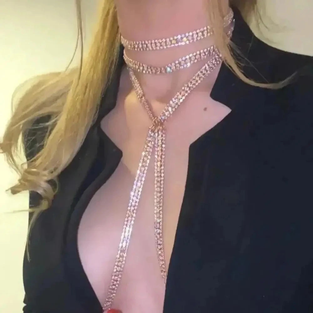 Stonefans Sexy Rhinestone Bra Chain Necklace Bikini lingerie Accessories Women Summer Crystal Chest Chain Choker Beach Jewelry