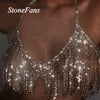 Stonefans Sexy Tassel Body Chain Rhinestone Bra Harness for Women Luxury Crystal Lingerie Bikini Jewelry Chest Body Jewelry