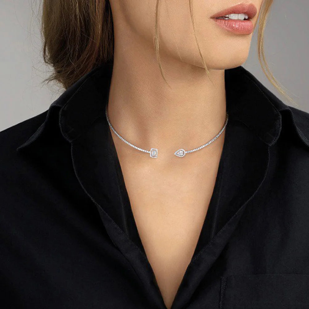 Stonefans Simple Rhinestone Choker Necklaces for Women Party Accessories Luxury Torques Collar Necklace Jewelry Gifts