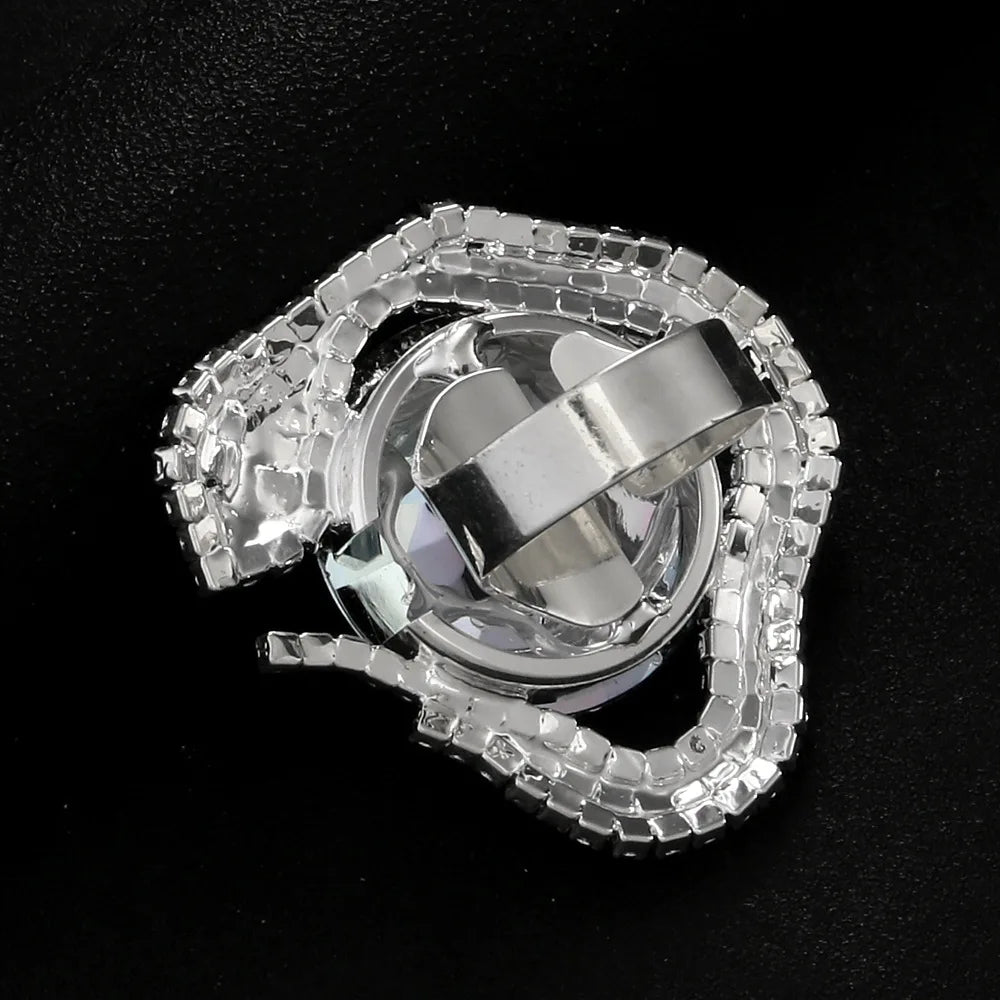 Stonefans Snake Ring for Women Opening Adjustable Party Rhinestones Jewelry Gifts Vintage Gothic Aesthetic Anillos Mujer
