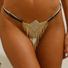 Stonefans Square Tassel Rhinestone Panties Thongs for Women Summer Beach Bikini Adjustable Underwear Chain G String Jewellery