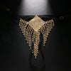 Stonefans Square Tassel Rhinestone Panties Thongs for Women Summer Beach Bikini Adjustable Underwear Chain G String Jewellery