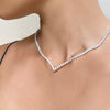 Stonefans V Shape Rhinestone Necklace Choker Wedding Accessories Jewelry Crystal Tennis Chain Necklace Statement Collar