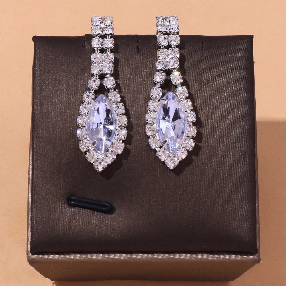 Stonefans Vintage Luxury Horse Eye Crystal Earrings Set Wholesale Rhinestone Flower Necklace Bridal Jewelry Sets Wedding Gift