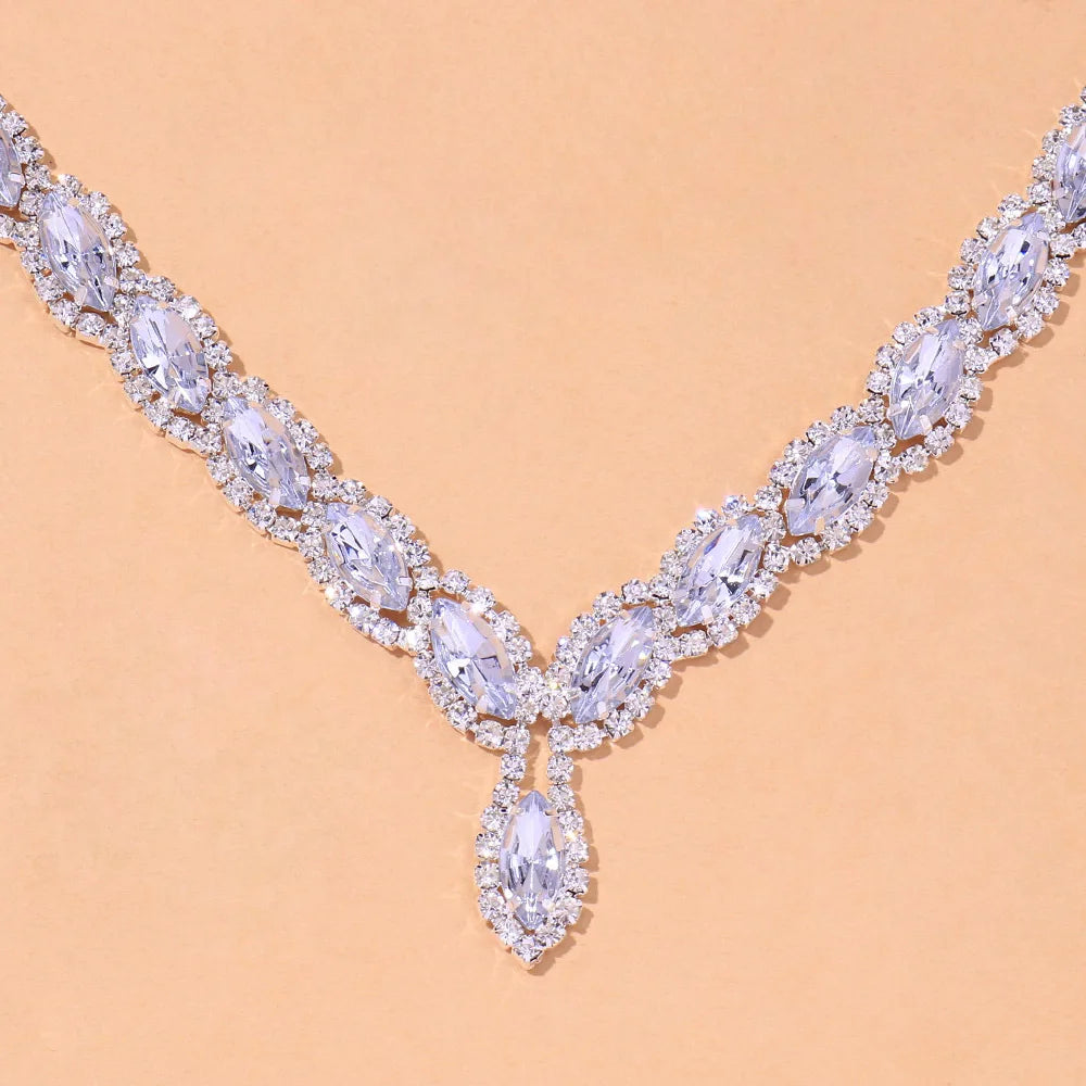 Stonefans Vintage Luxury Horse Eye Crystal Earrings Set Wholesale Rhinestone Flower Necklace Bridal Jewelry Sets Wedding Gift
