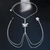 Stonefans Zircon Butterfly Chest Chain Rave Jewelry Festival Crystal Outfit Beach Summer Sexy Bra Chain Necklace Women Clothing