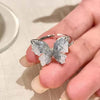Summer Blue Crystal Butterfly Rings for Women Silver Color Y2K Trend Creative Rhinestone Opening Rings Party Jewelry Gifts