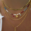 Summer  Multilayer Handmade Mixed Chain for Woman Bohemian Necklaces Water Droplet Crystal Pendant Jewelry Gift  New