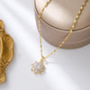 Sweet Zircon Crystal Pendant Necklace For Women Korean  Stainless Steel Clavicle Chain Jewelry Female Wedding Accessories