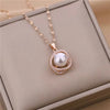Sweet Zircon Crystal Pendant Necklace For Women Korean  Stainless Steel Clavicle Chain Jewelry Female Wedding Accessories