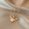Sweet Zircon Crystal Pendant Necklace For Women Korean  Stainless Steel Clavicle Chain Jewelry Female Wedding Accessories