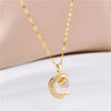 Sweet Zircon Crystal Pendant Necklace For Women Korean  Stainless Steel Clavicle Chain Jewelry Female Wedding Accessories