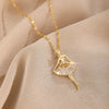 Sweet Zircon Crystal Pendant Necklace For Women Korean  Stainless Steel Clavicle Chain Jewelry Female Wedding Accessories