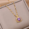 Sweet Zircon Crystal Pendant Necklace For Women Korean  Stainless Steel Clavicle Chain Jewelry Female Wedding Accessories