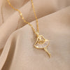 Sweet Zircon Crystal Pendant Necklace For Women Korean  Stainless Steel Clavicle Chain Jewelry Female Wedding Accessories