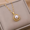 Sweet Zircon Crystal Pendant Necklace For Women Korean  Stainless Steel Clavicle Chain Jewelry Female Wedding Accessories